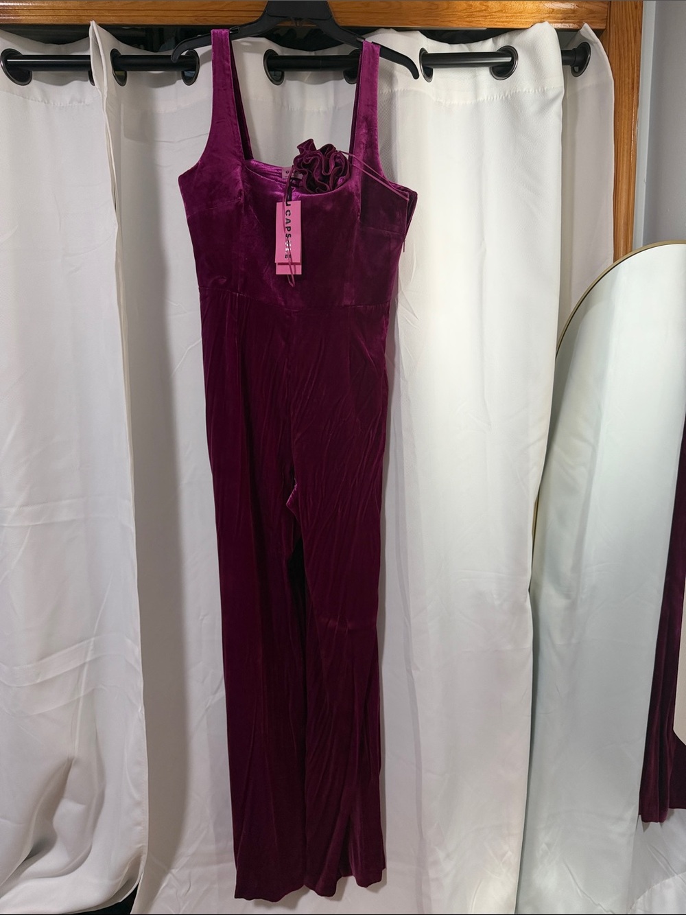 Mango Capulet Velvet Sleeveless Jumpsuit in Plum